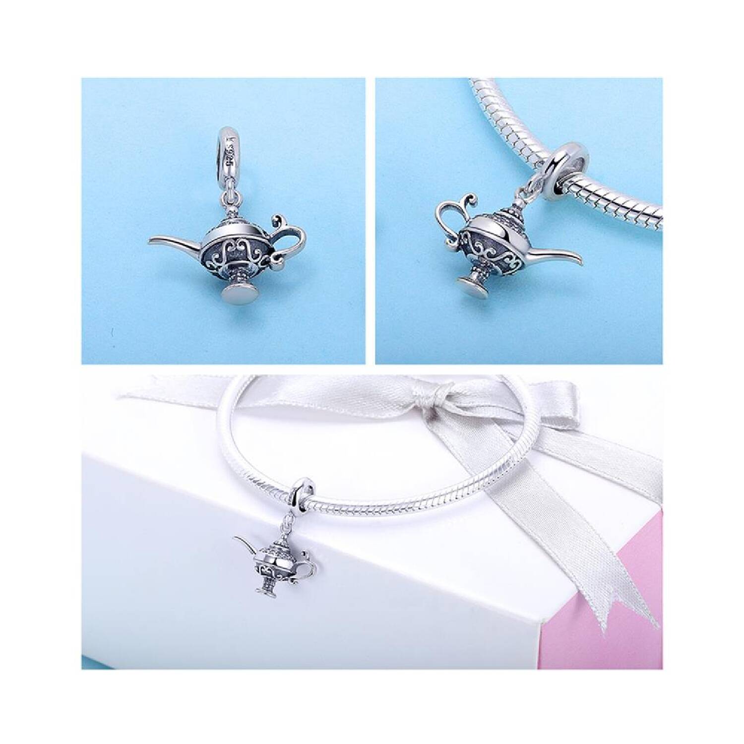 Charm Lámpara Mágica de Aladino En Plata 925 - Imagen 4