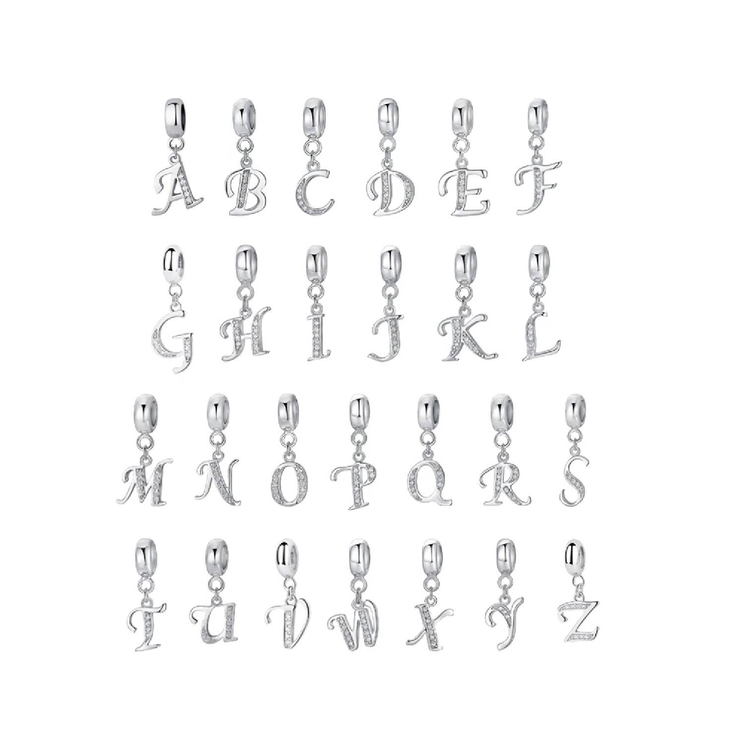 Charm Letras Abecedario con Circones En Plata 925 - Imagen 2