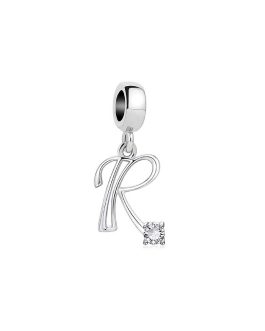 Charm Letra R y Circón Brillante En Plata 925