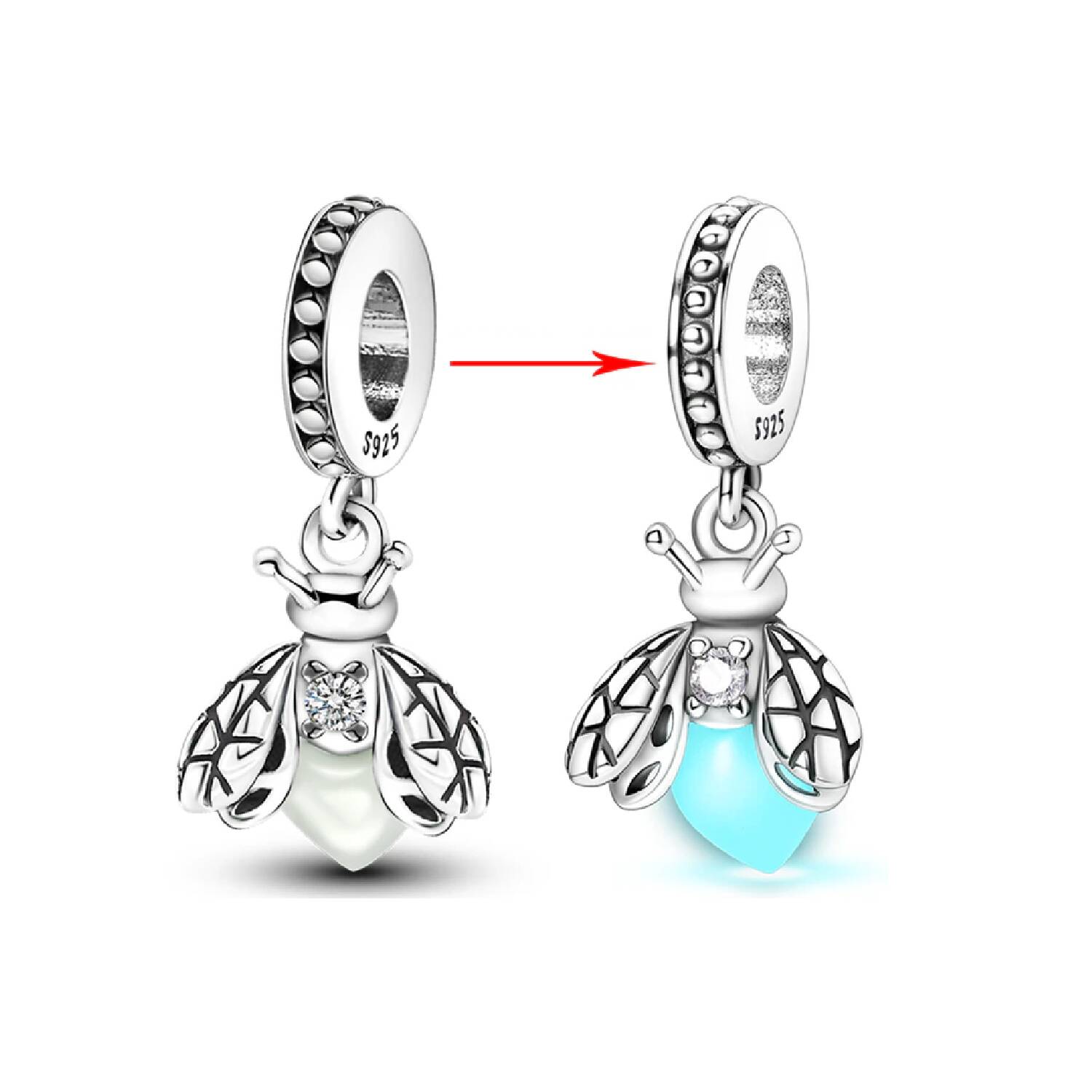 Charm Luciérnaga Misteriosa En Plata 925 - Imagen 3