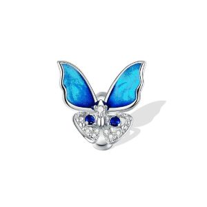 Charm Mariposa Azul y Circones En Plata 925
