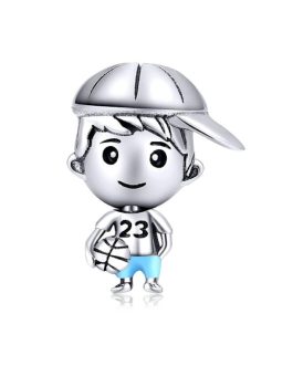 Charm Niño Basquetbolista con Gorro En Plata 925