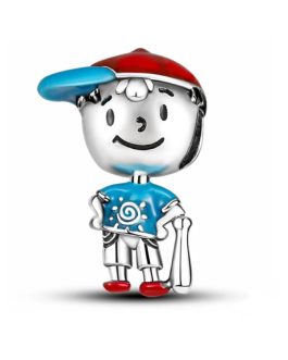 Charm Niño Beisbolista Sonriente En Plata 925
