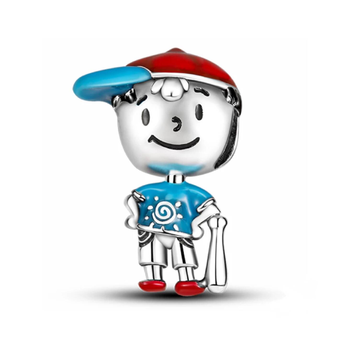 Charm Niño Beisbolista Sonriente En Plata 925
