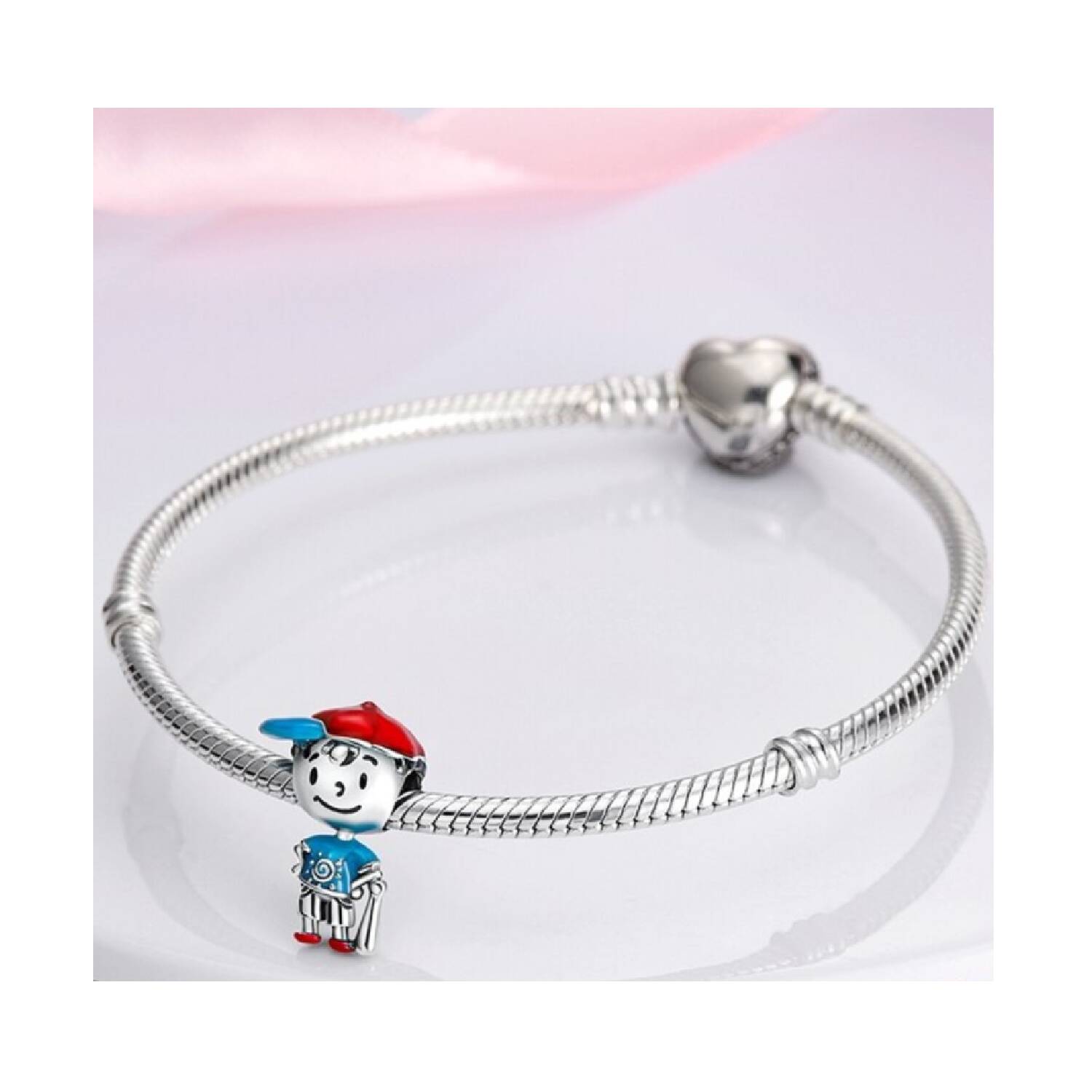 Charm Niño Beisbolista Sonriente En Plata 925 - Imagen 2