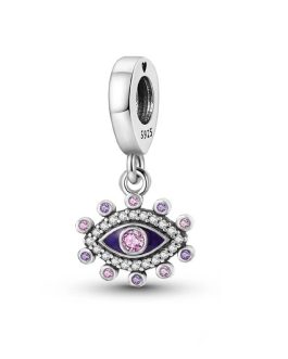 Charm Ojo Turco de Protección Violeta En Plata 925