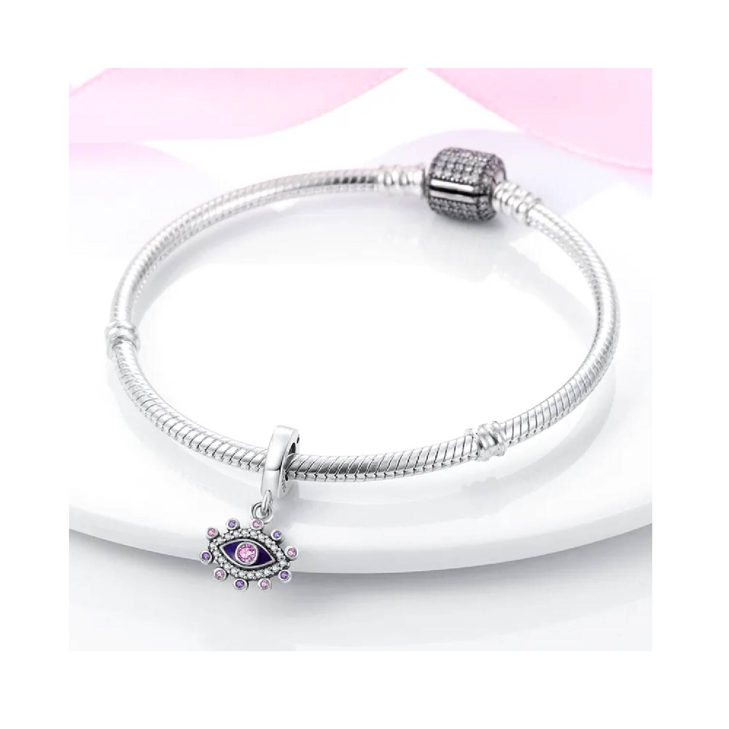 Charm Ojo Turco de Protección Violeta En Plata 925 - Imagen 3