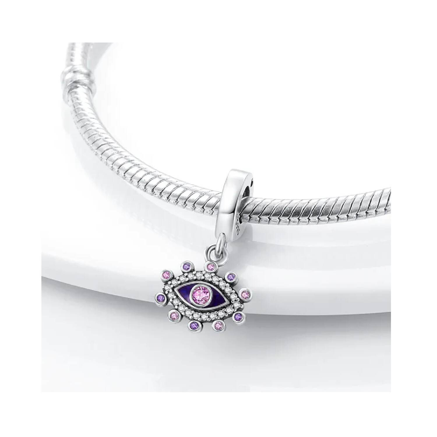 Charm Ojo Turco de Protección Violeta En Plata 925 - Imagen 2
