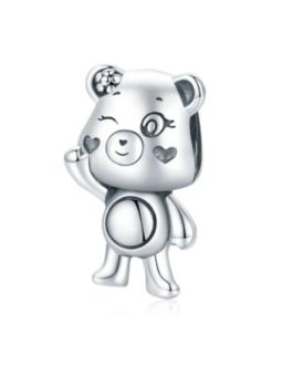 Charm Oso Amistoso Tierno Saludando En Plata 925