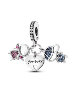 Charm Pareja y Corazón de Amor En Plata 925