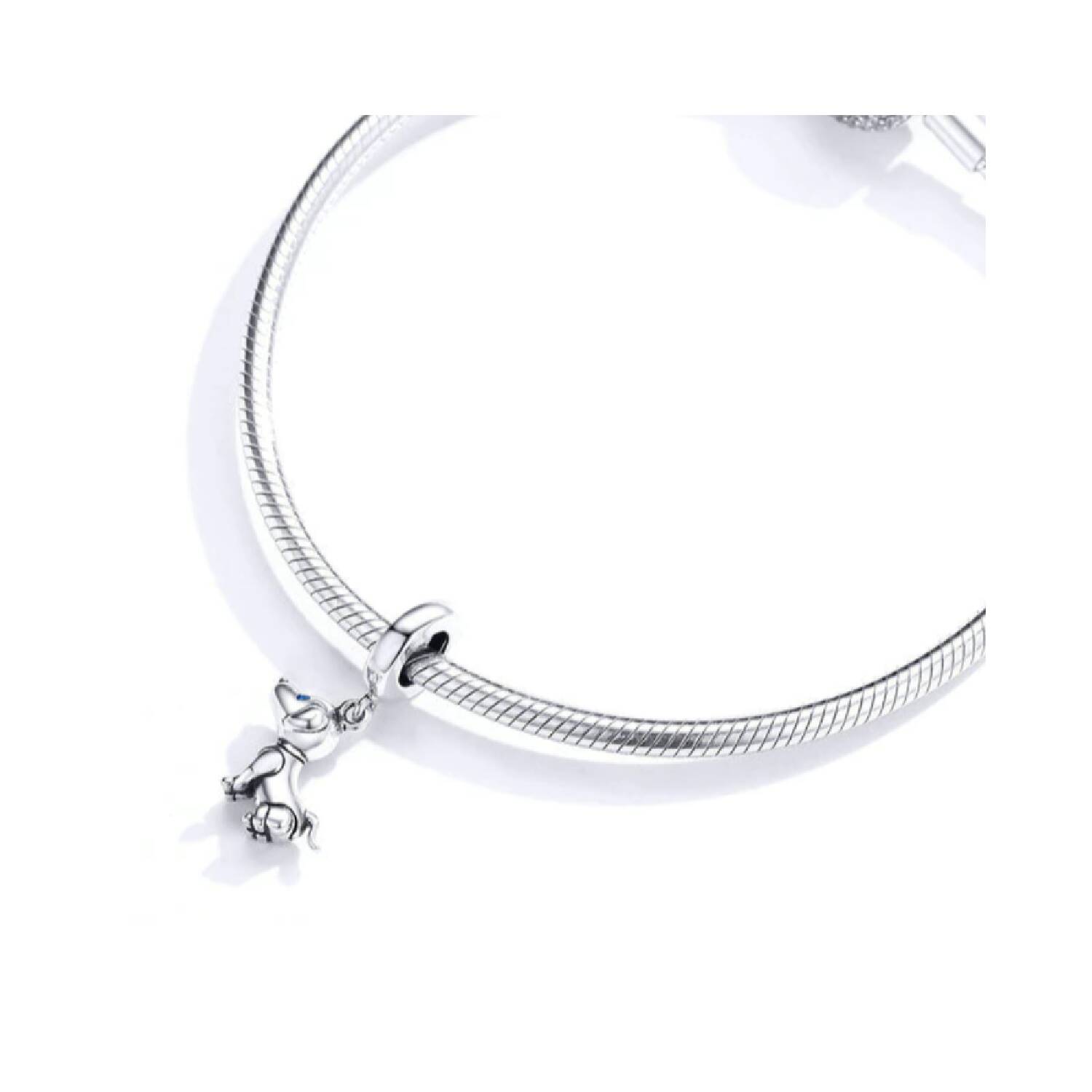 Charm Perro Cachorro Ojos de Circón En Plata 925 - Imagen 3