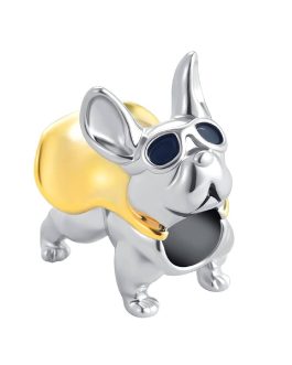 Charm Perro Bulldog Francés Super Héroe En Plata 925