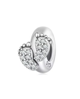 Charm Huellas Pies de Bebé y Circones En Plata 925
