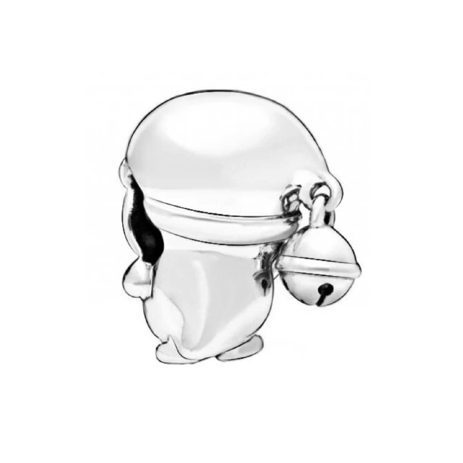 Charm Pingüino con Gorro y Cascabel En Plata 925 - Imagen 2