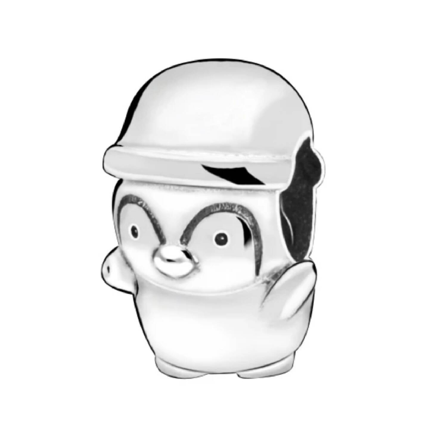 Charm Pingüino con Gorro y Cascabel En Plata 925 - Imagen 3