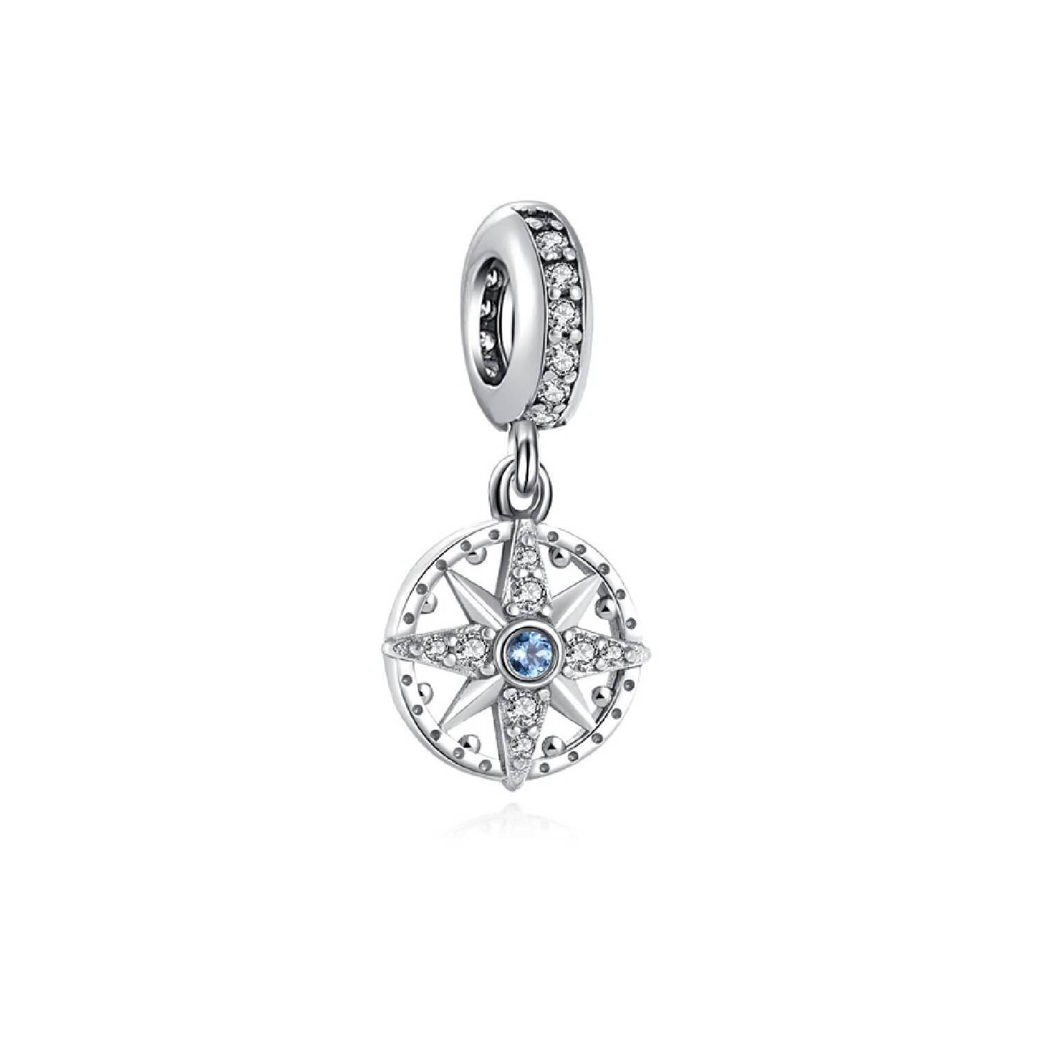 Charm Rosa Estrella de los Vientos En Plata 925 - Imagen 2