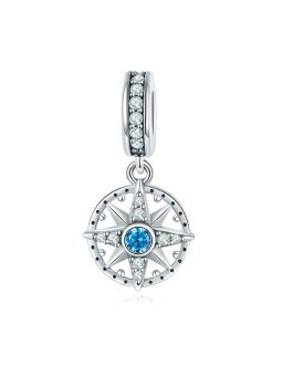 Charm Rosa Estrella de los Vientos En Plata 925
