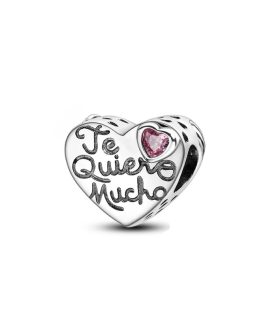 Charm Corazón y Abrazo Te Quiero Mucho En Plata 925