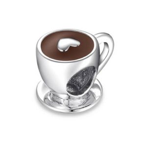 Charm Taza de Café y Corazón En Plata 925
