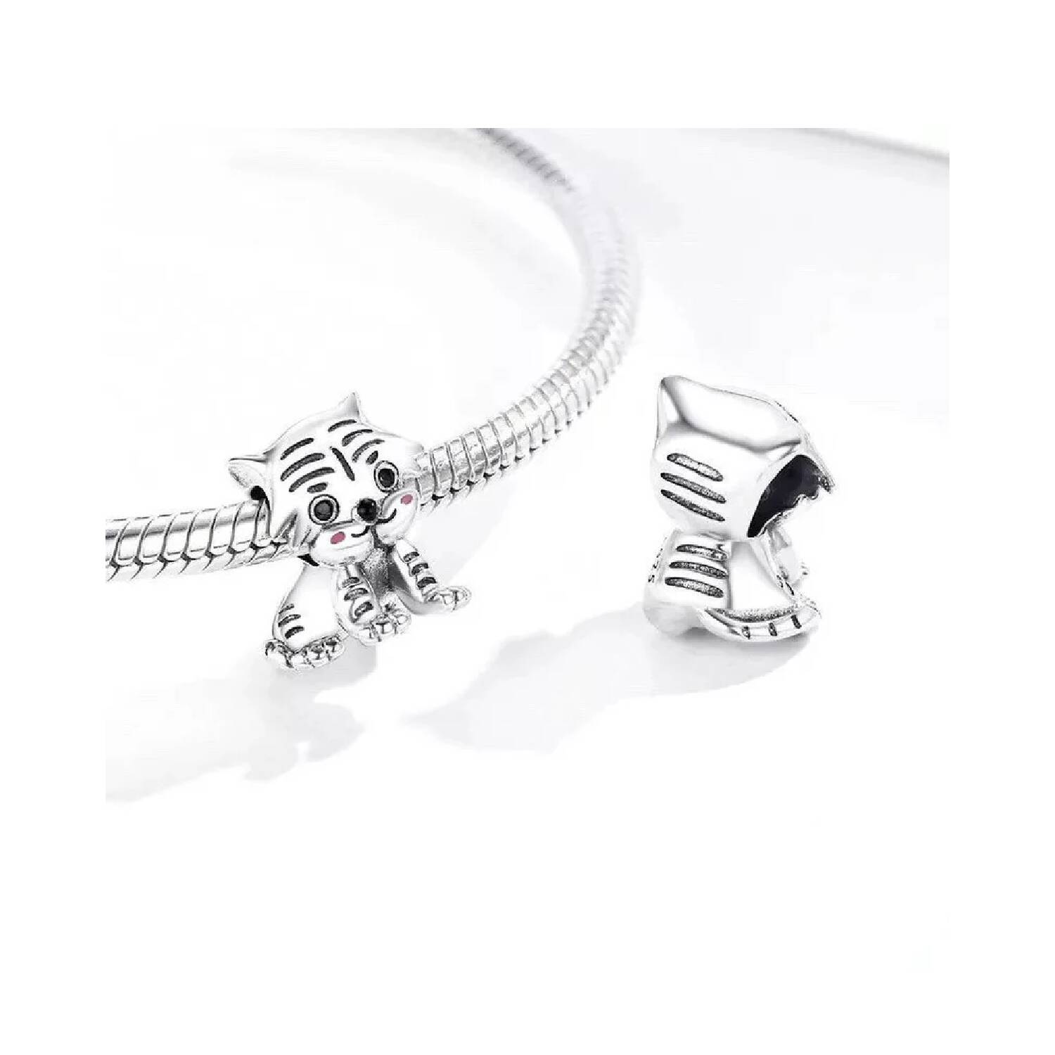 Charm Tigre Cachorro Tierno En Plata 925 - Imagen 2