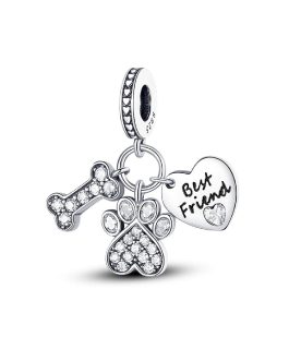 Charm Triple Amor a Perritos Mascotas En Plata 925