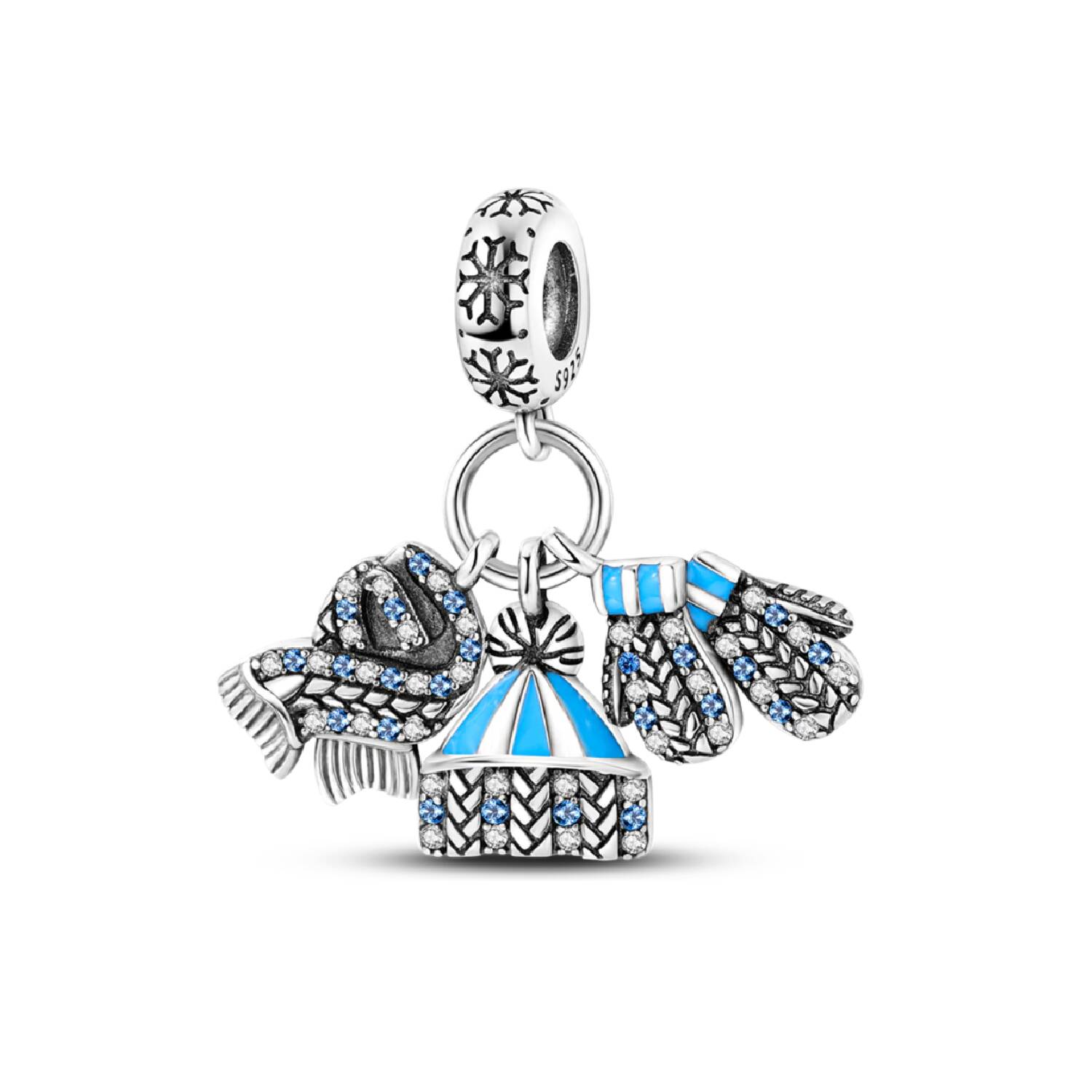 Charm Triple Invierno Frío y Circones En Plata 925
