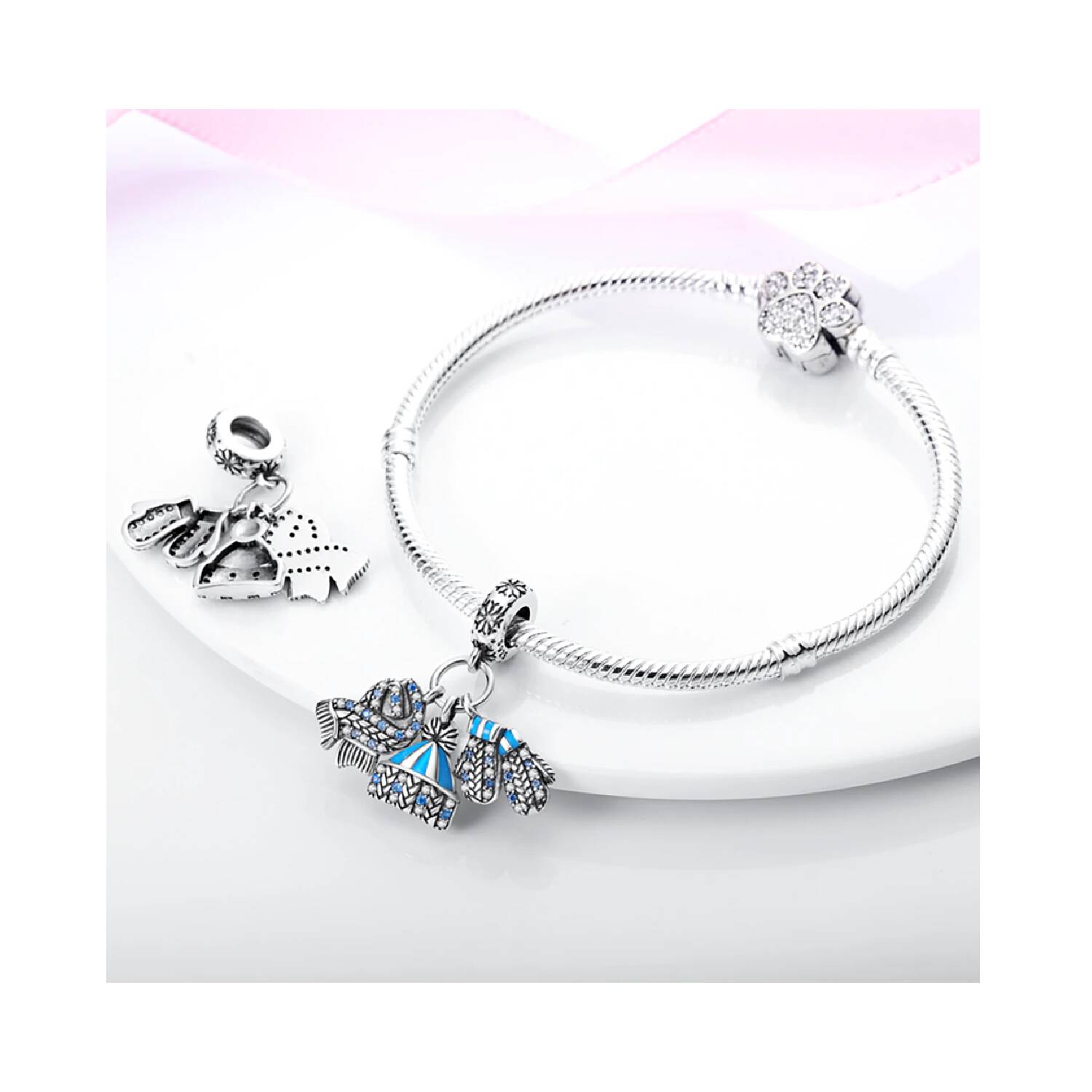 Charm Triple Invierno Frío y Circones En Plata 925 - Imagen 3