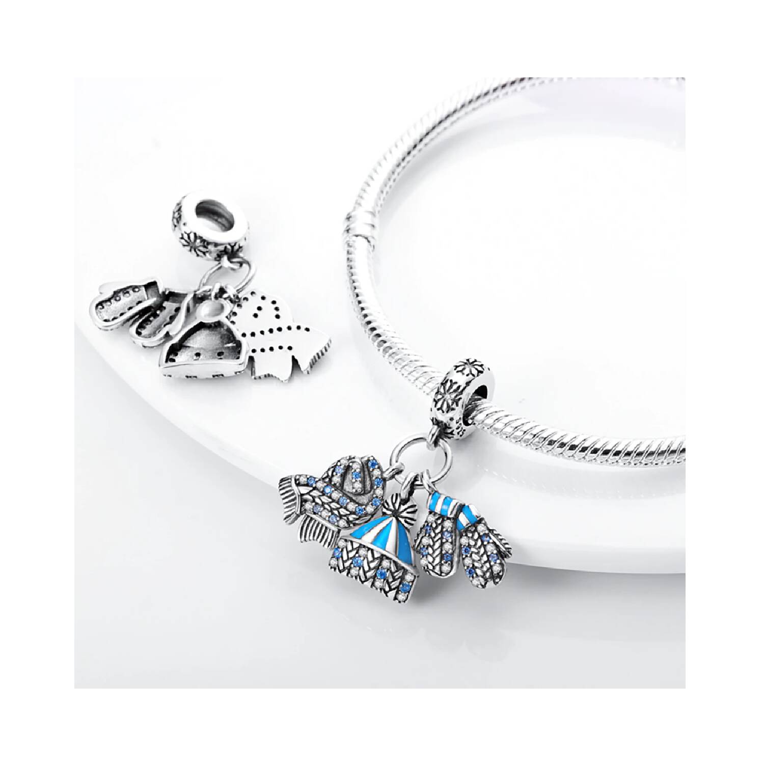 Charm Triple Invierno Frío y Circones En Plata 925 - Imagen 2