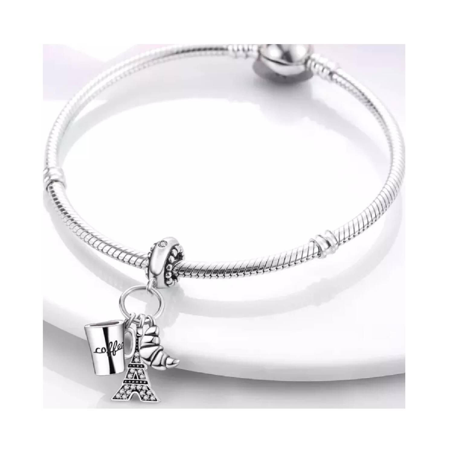 Charm Triple Café de Paris y Circones En Plata 925 - Imagen 3
