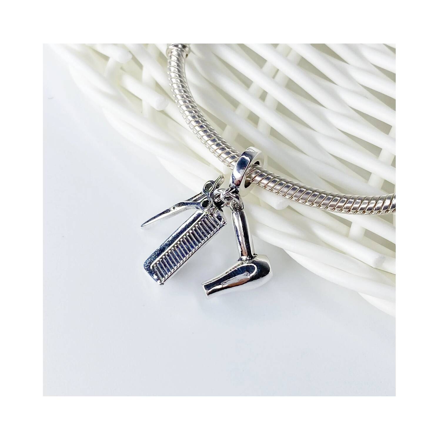 Charm Triple Peluquería y Estilista En Plata 925 - Imagen 3