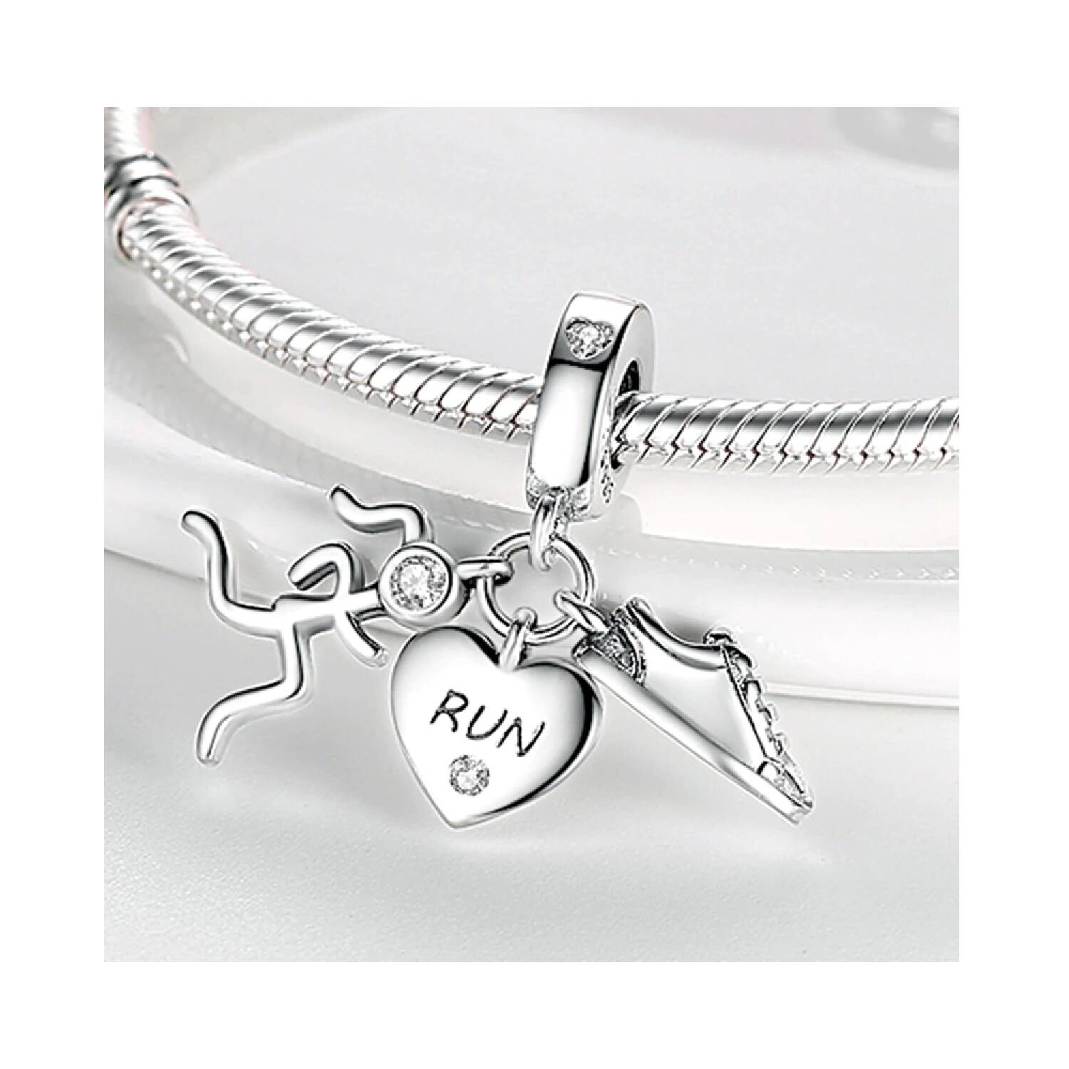 Charm Triple Running Y Circones En Plata 925 - Imagen 2