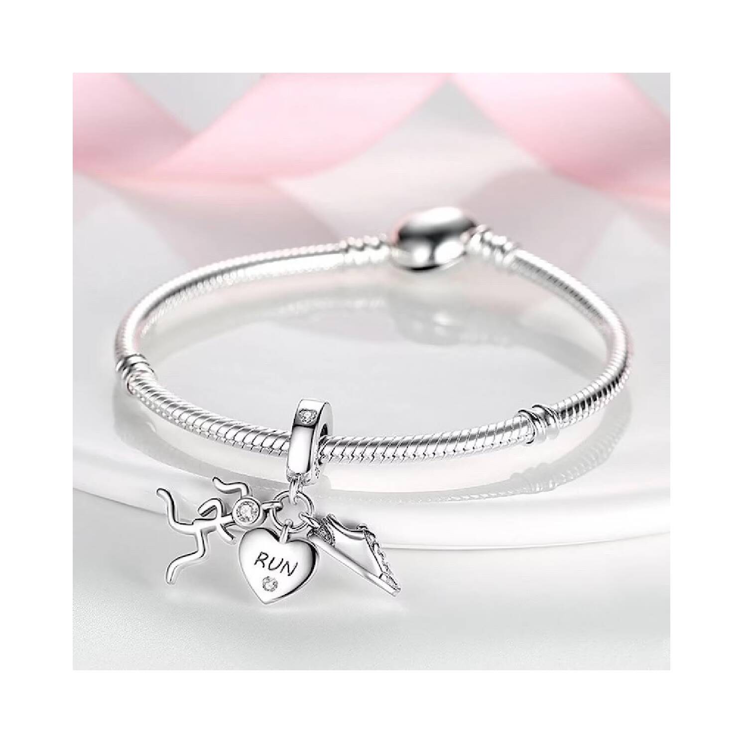 Charm Triple Running Y Circones En Plata 925 - Imagen 3