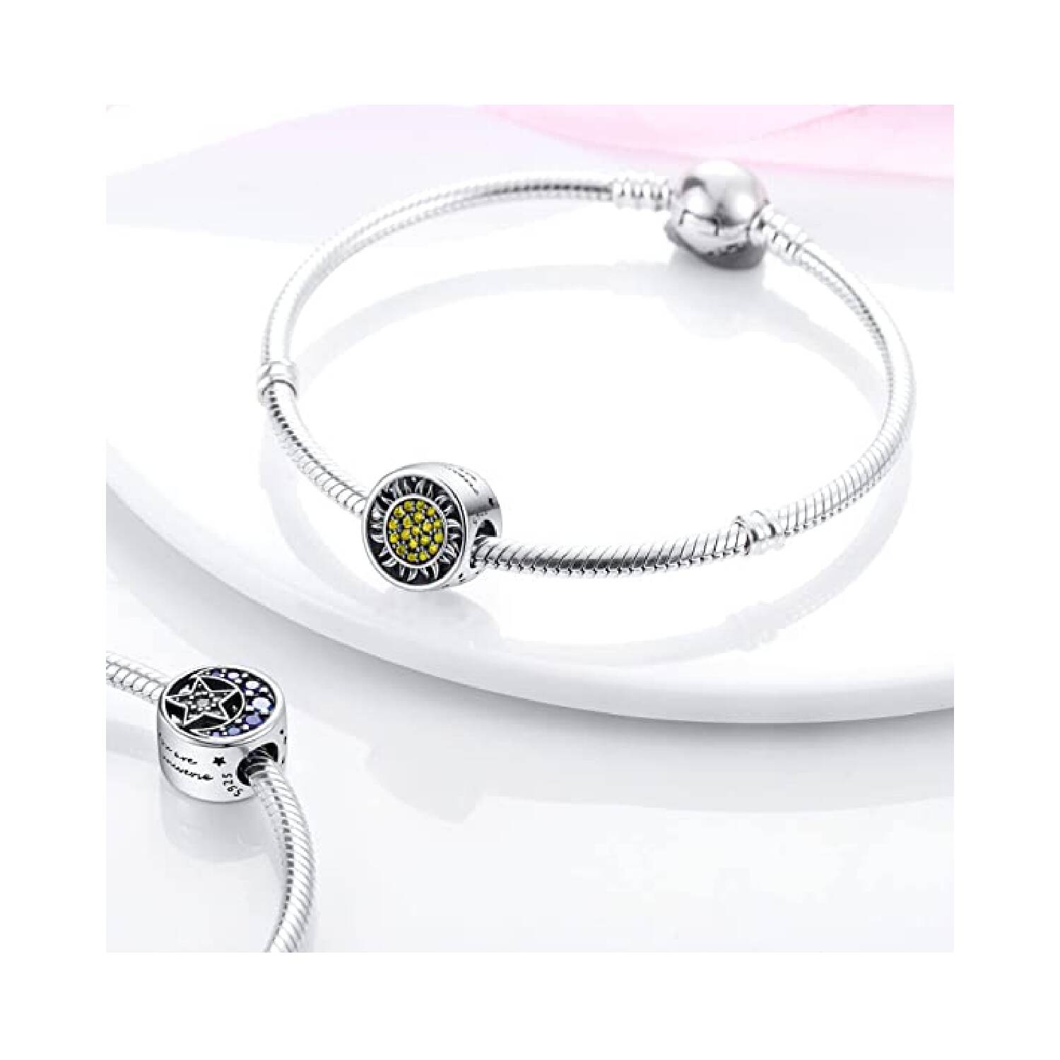 Charm Universo In Argento 925: Ciondolo Spazio Con Pianeti E Stelle Per Gioielli Fai Da Te