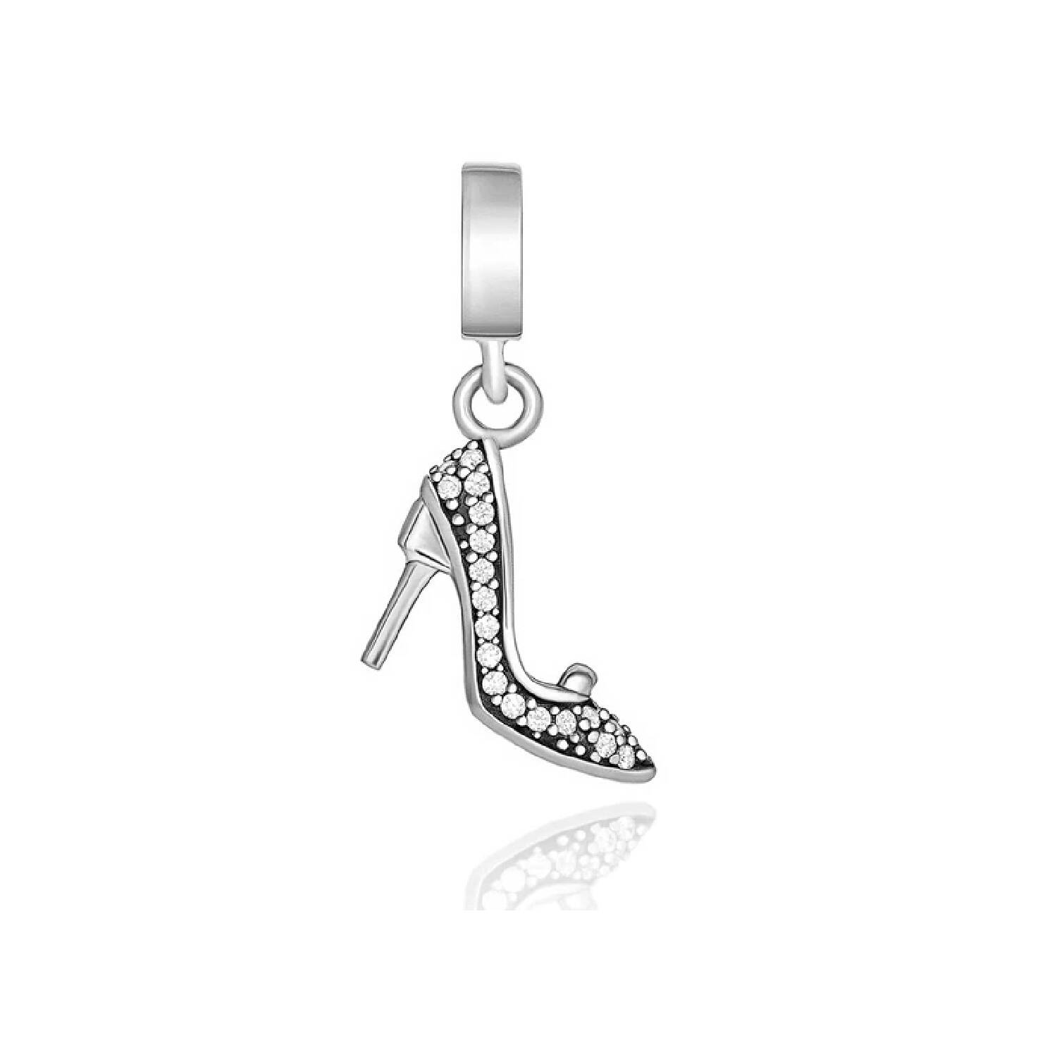 Charm Zapato de Fiesta y Circones Brillantes En Plata 925