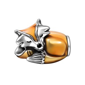 Charm Zorro Dorado Durmiendo En Plata 925