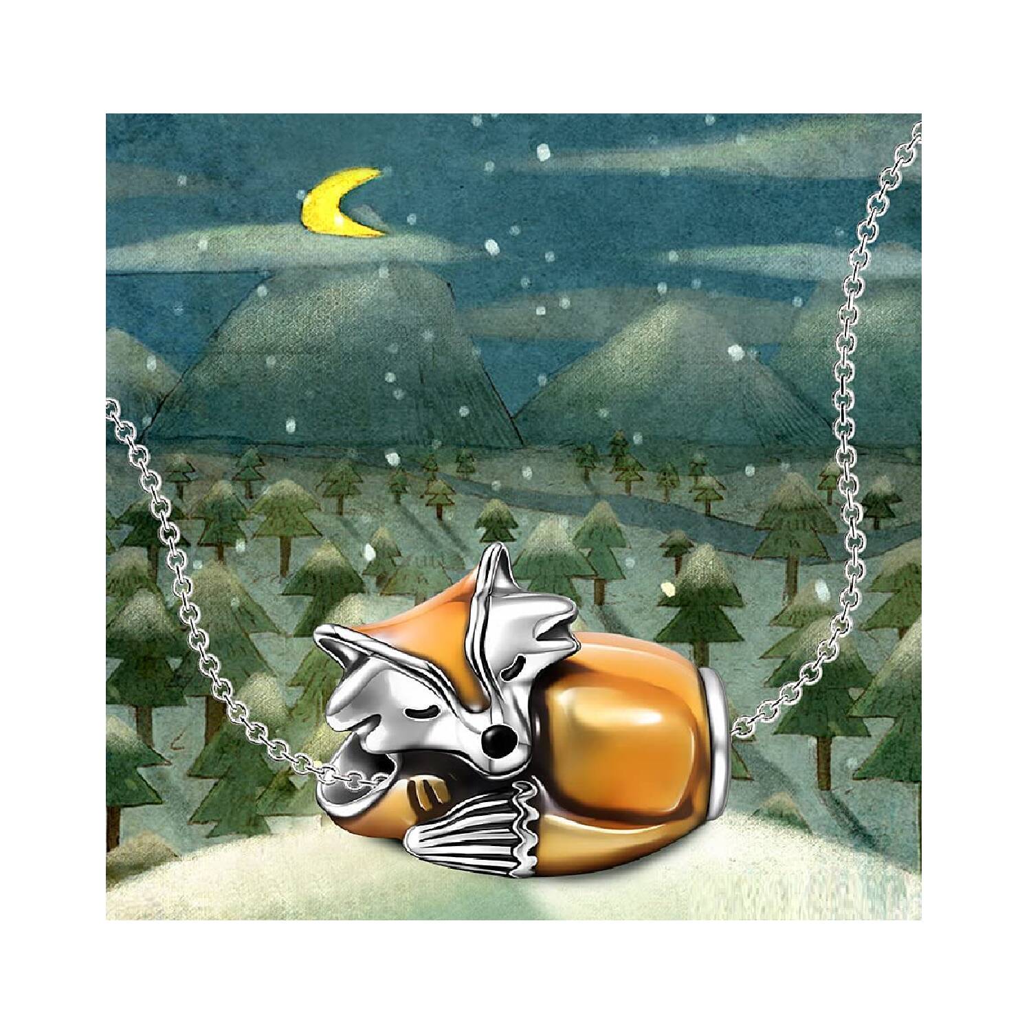 Charm Zorro Dorado Durmiendo En Plata 925 - Imagen 3