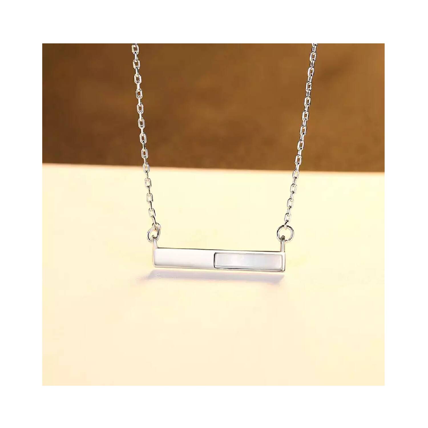 Collar Cadena Barra Horizontal En Plata 925 - Imagen 2