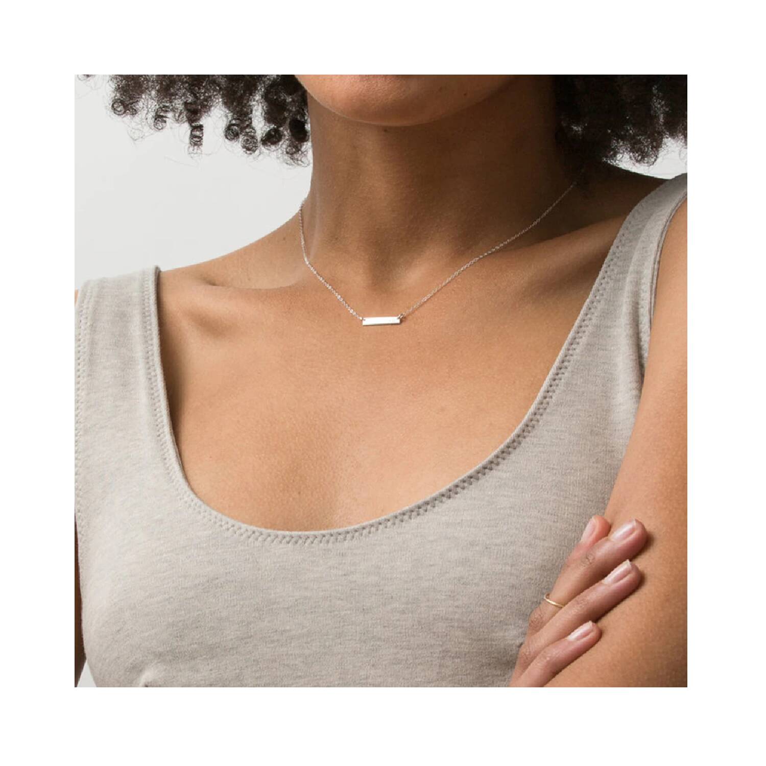 Collar Cadena Barra Horizontal En Plata 925 - Imagen 3