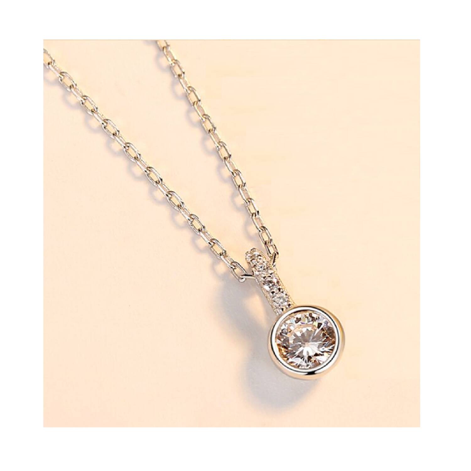 Collar Cadena Punto de Luz Brillante En Plata 925 - Imagen 2