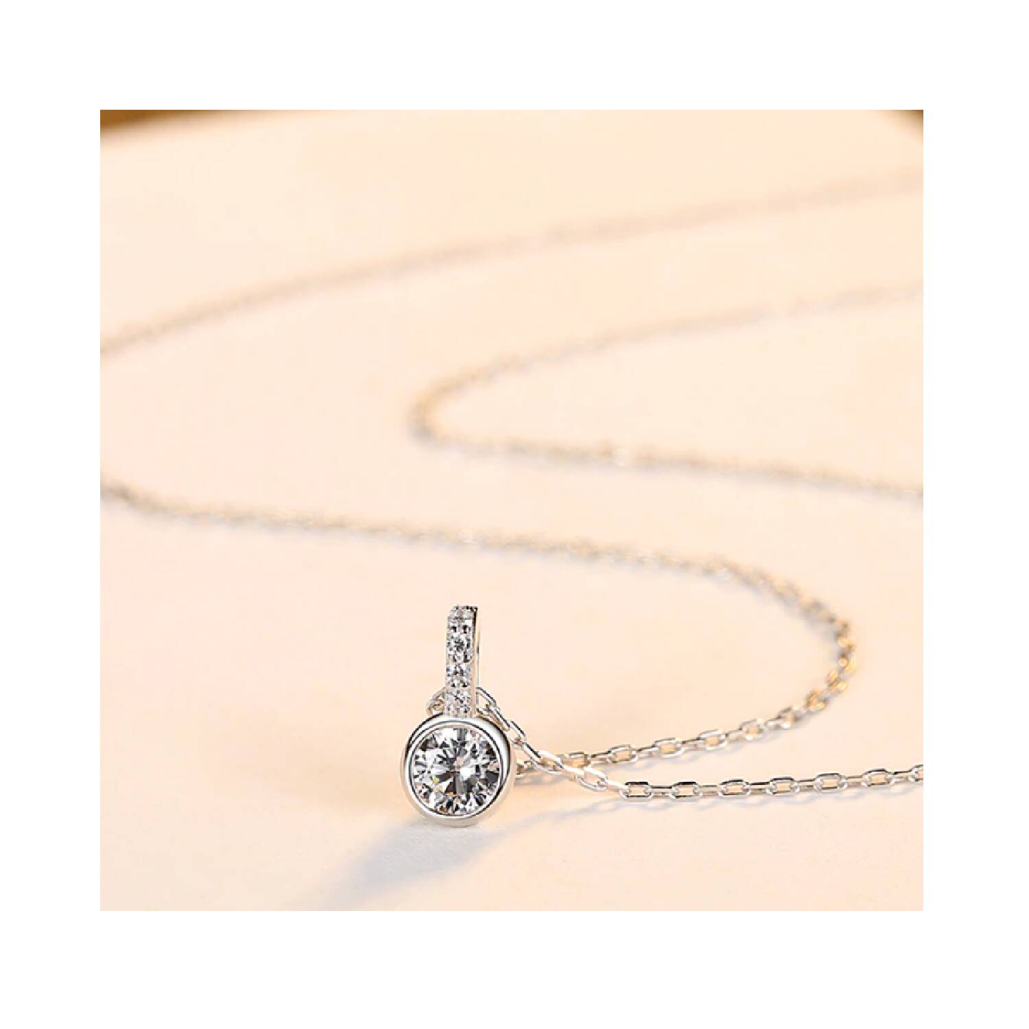 Collar Cadena Punto de Luz Brillante En Plata 925 - Imagen 3