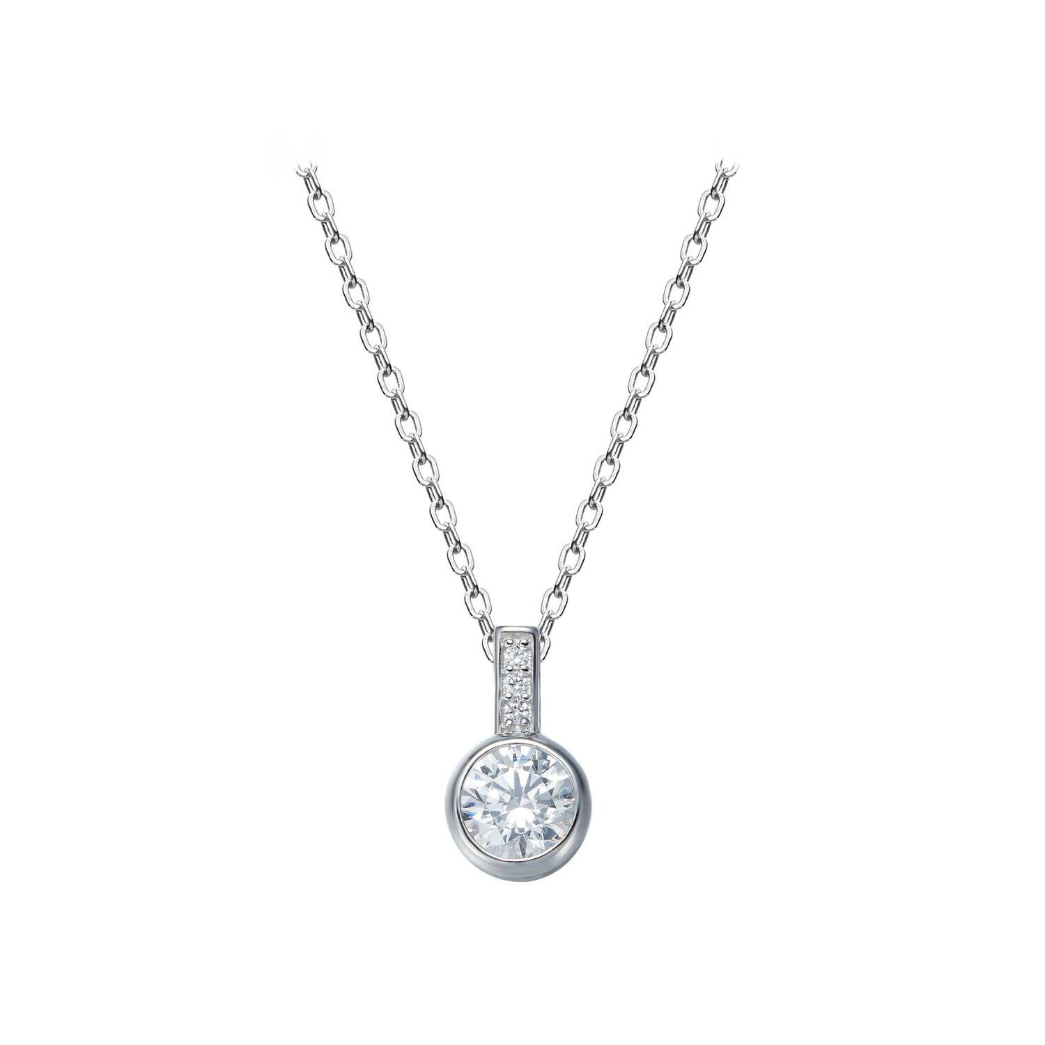 Collar Cadena Punto de Luz Brillante En Plata 925