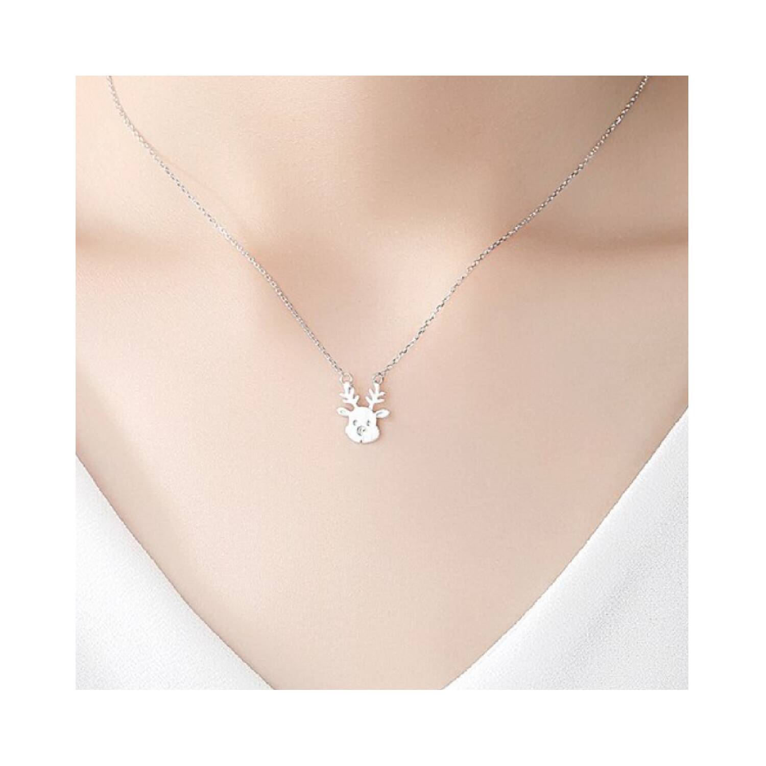 Collar Cadena Reno de Navidad En Plata 925 - Imagen 3