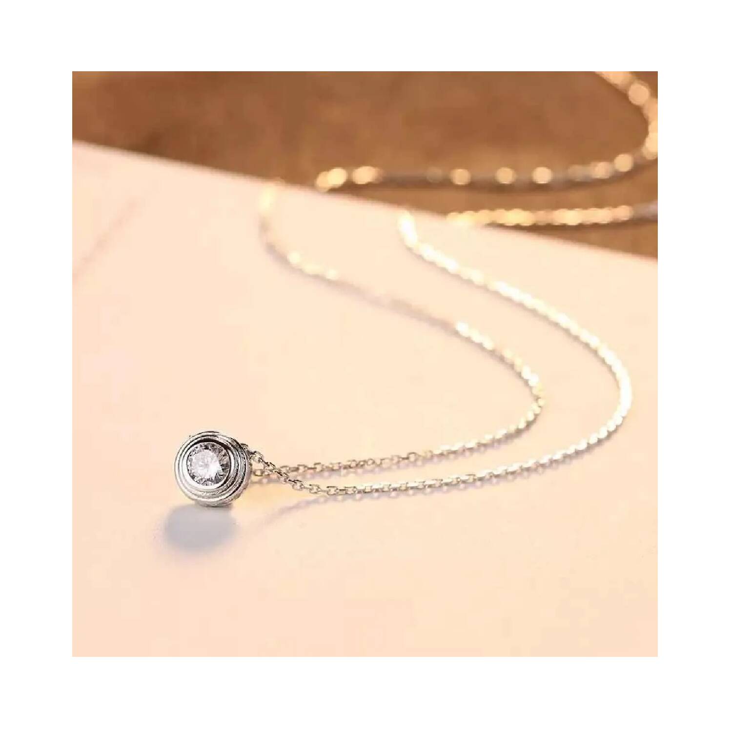 Collar Cadena Punto de Luz Redondo En Plata 925 - Imagen 3