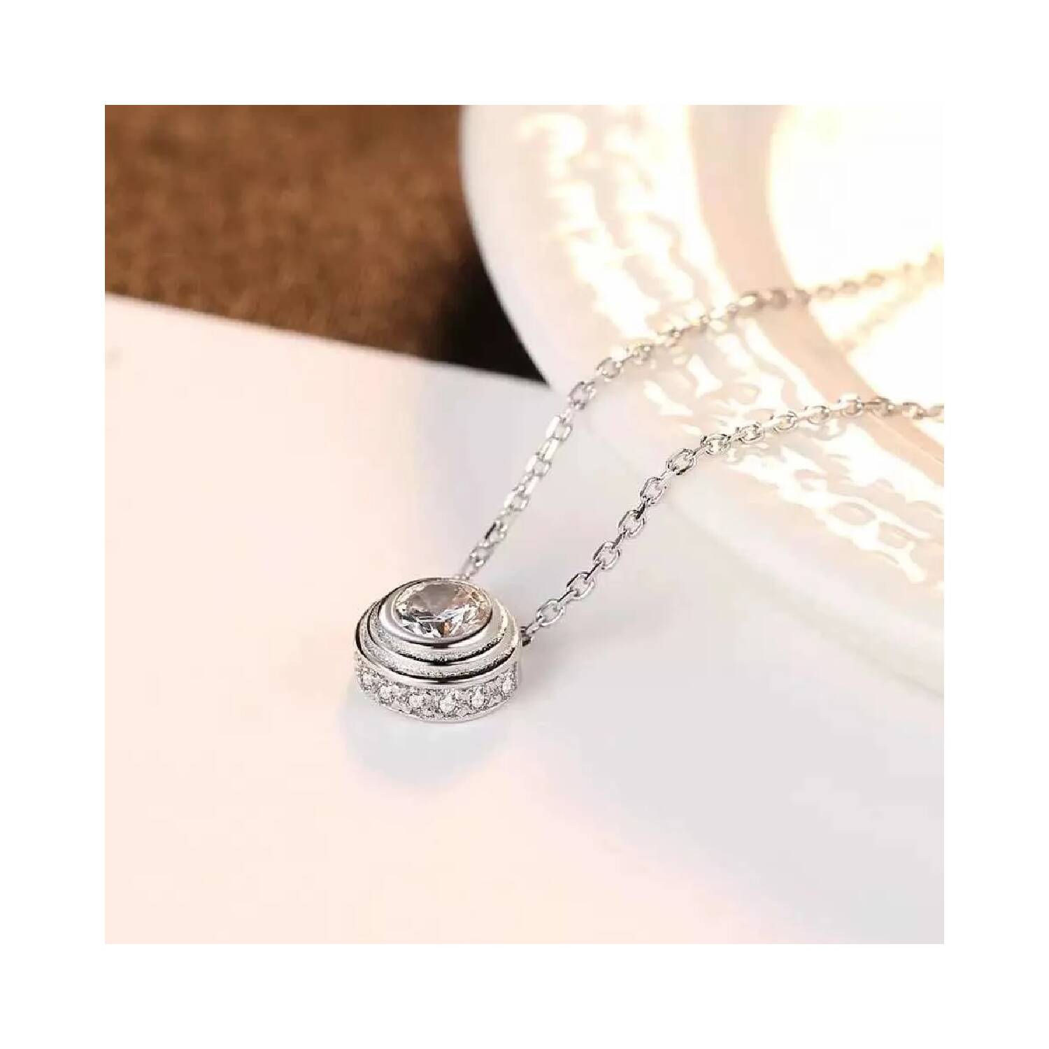 Collar Cadena Punto de Luz Redondo En Plata 925 - Imagen 2