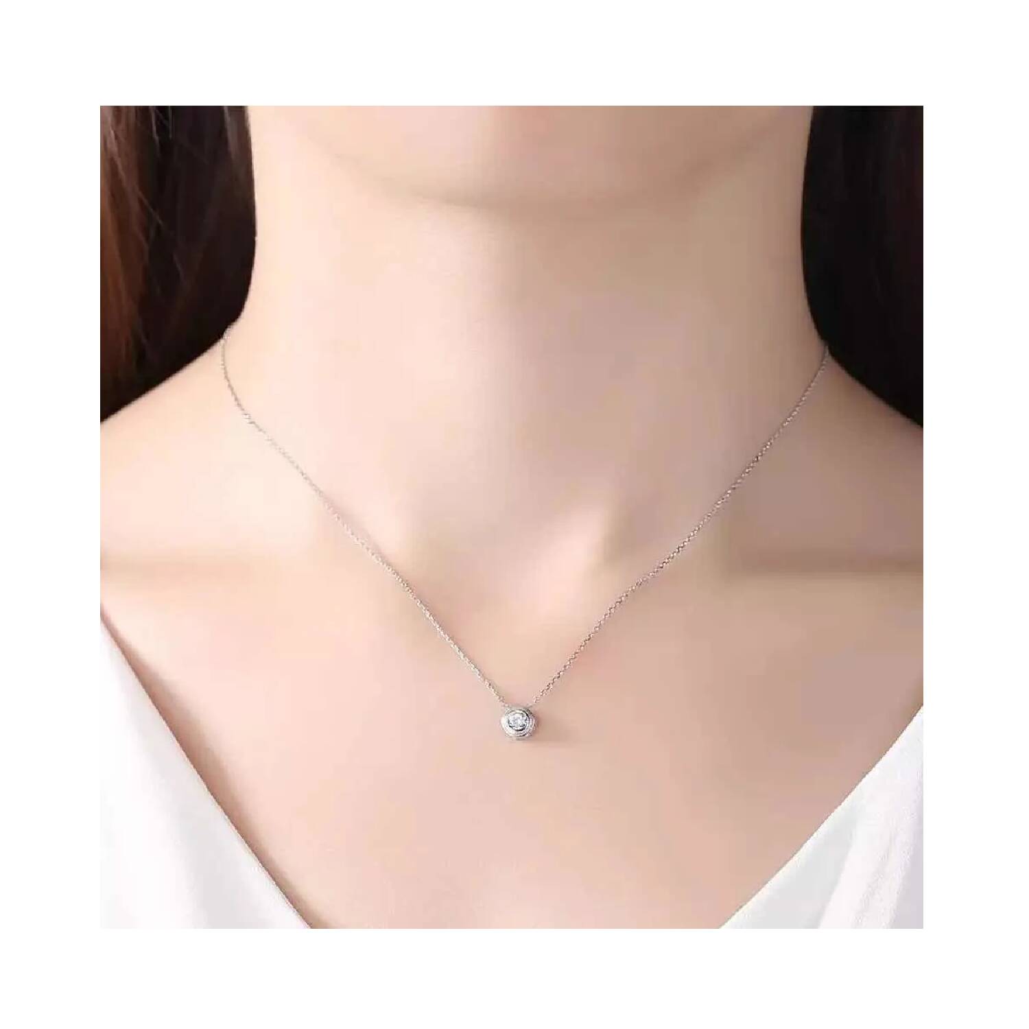 Collar Cadena Punto de Luz Redondo En Plata 925 - Imagen 4