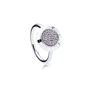 Anillo Botón con Circones Pavé En Plata 925