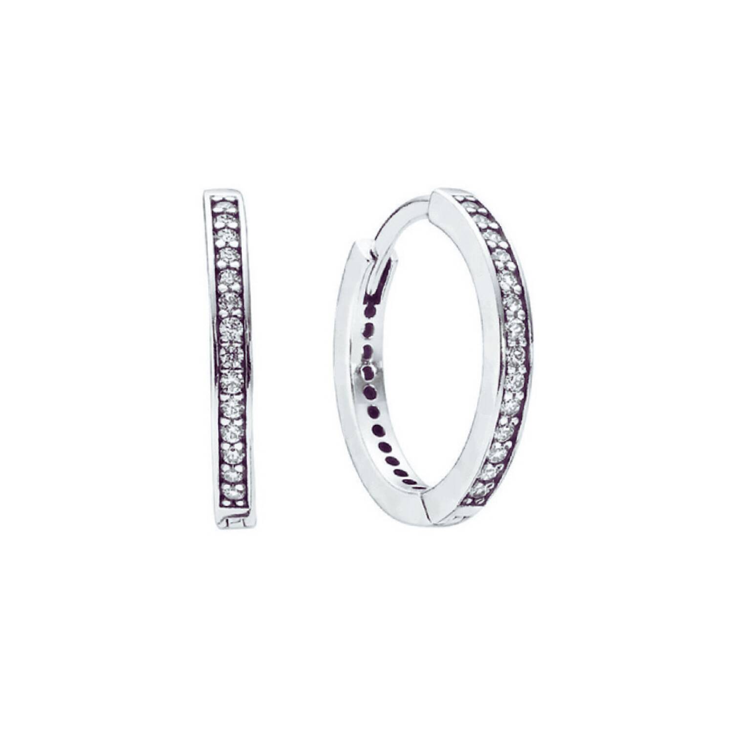 Aros Argolla Circones Pavé 18mm. En Plata 925
