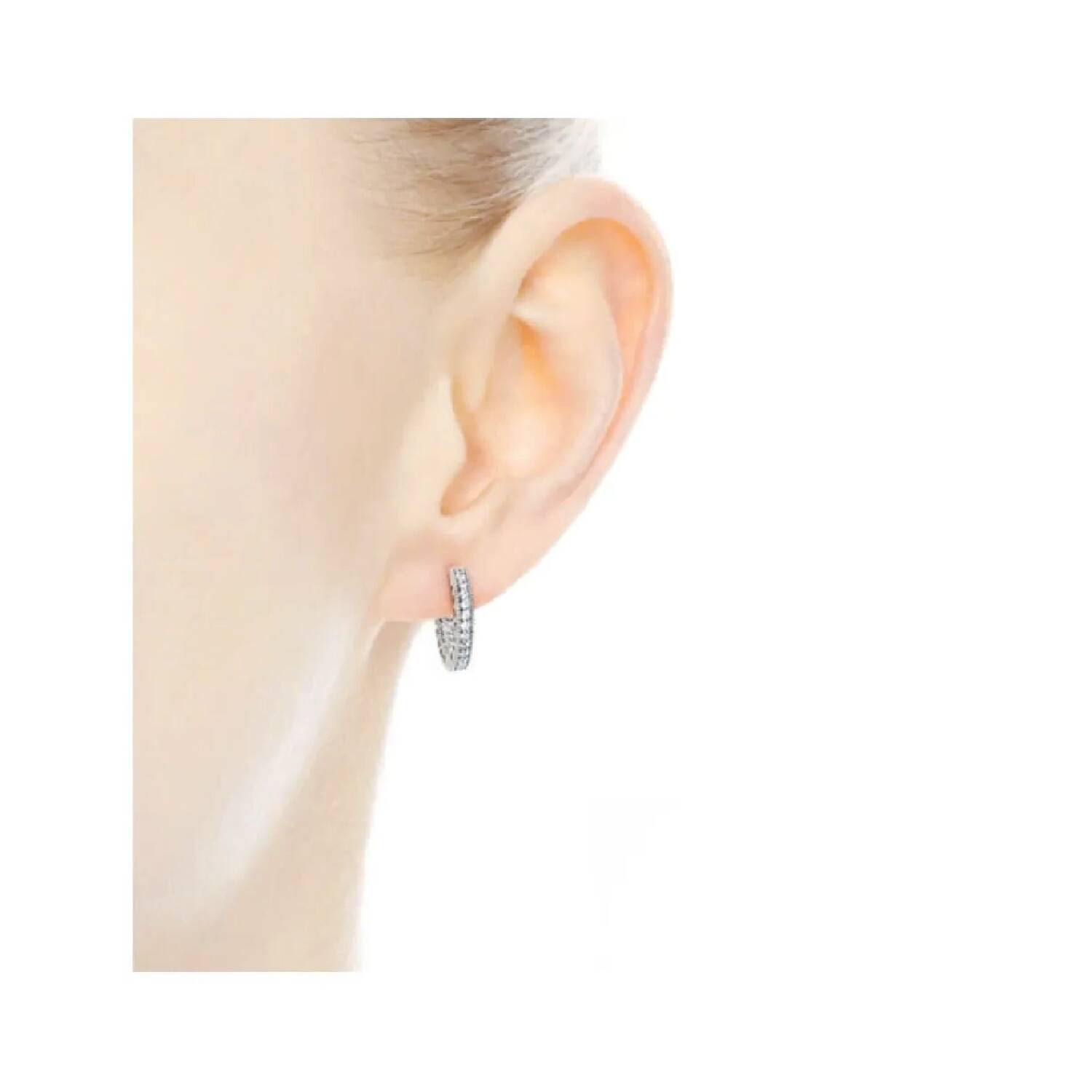 Aros Argolla Circones Pavé 18mm. En Plata 925 - Imagen 2