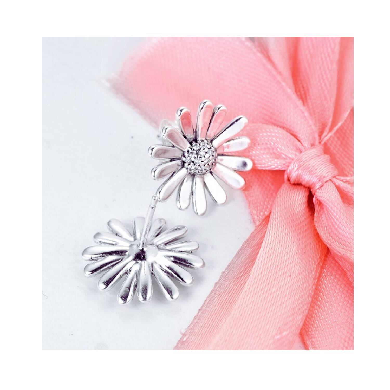 Aros Margarita Primaveral En Plata 925 - Imagen 4