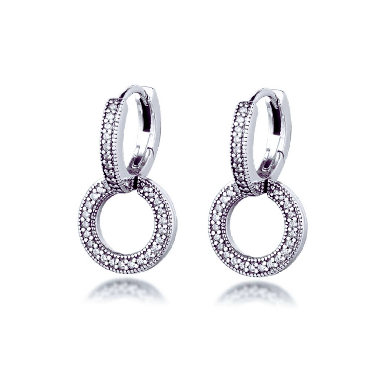 Aros Argolla Doble con Circones Pavé En Plata 925 - Imagen 2
